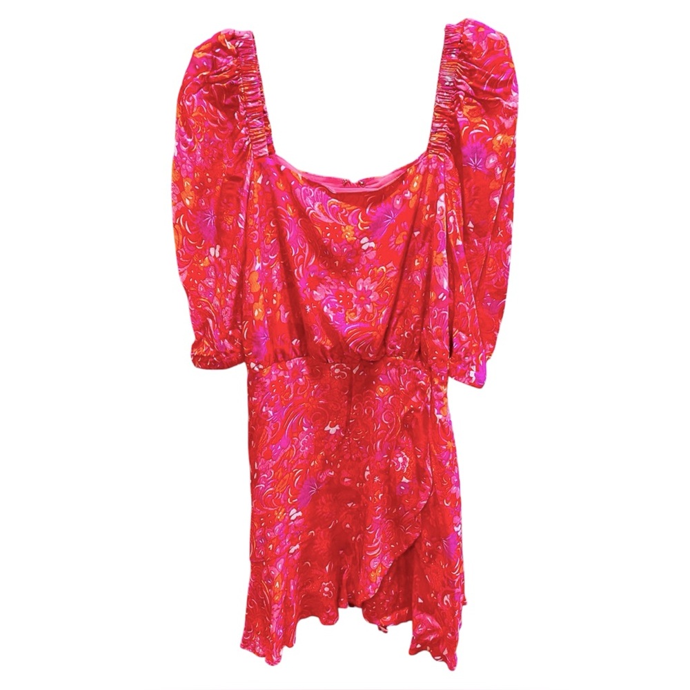 Ted Baker London Pink Floral Dress with Puff Sleeves Size 5 US 14 NWT NEW!